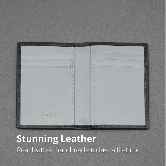 Minifold Men's Slim Leather Wallet with RFID Blocking Contactless Handmade, Minimalist and Slim, in Gift Box for Men
