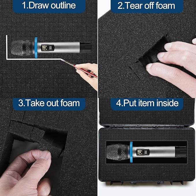 4 Pcs Pick and Pluck Foam Sheets 2 Size Polyurethane Pick Apart Foam Inserts Pads with Bottom Use for Camera, Interlocking Case, Tool Box, Storage Drawer (2P 12" x 12" x 0.4", 2P 12" x 12" x 2")