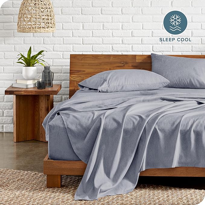 Bare Home King Sheet Set - Luxury 1800 Ultra-Soft Microfiber Double Brushed - Deep Pockets - Easy Fit - 4 Piece Set - Bedding Sheets & Pillowcases (King, Heathered Blueberry)