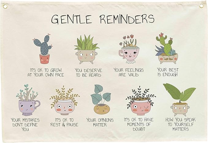 Classroom Wall Flag Decor-Teacher Gift-Inspirational Back to School Wall Banner Decor-Gentle Reminders-Hanging Rectangular Canvas Banner for Classroom Teacher Office Reading Corner