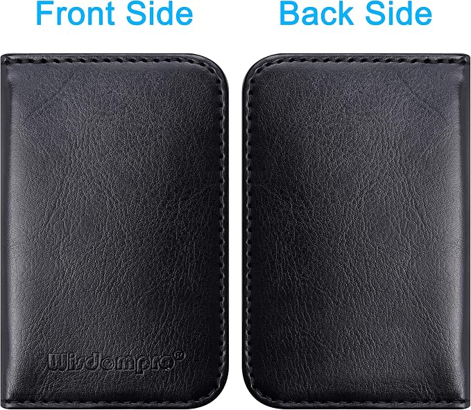 Wisdompro Business Card Holder, 2-Sided Folio Name Card Case | PU Leather Credit Card Holder Wallet with Magnetic Shut, Ultra Slim and Thin, for Business Cards & ID Cards, Men and Women
