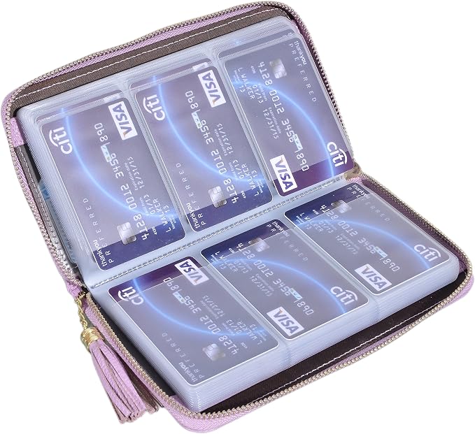 Easyoulife Credit Card Holder Wallet Womens Zipper Leather Case Purse RFID Blocking