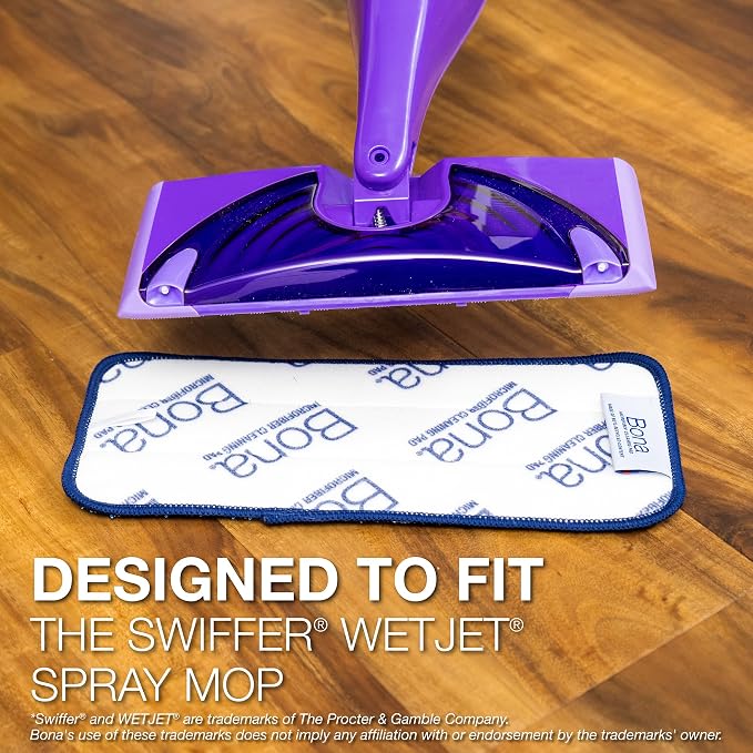 Bona® Microfiber Cleaning Pads for use with Swiffer® WETJET® Spray Mop only, 3 Pack, Washable & Reusable up to 500 Times
