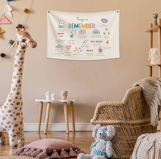 Classroom Wall Flag Decor-Teacher Gift-Inspirational Back to School Wall Banner Decor-Things To Remember-Hanging Rectangular Canvas Banner for Classroom Teacher Office Reading Corner