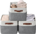 DECOMOMO Storage Bins, Large Fabric Storage Baskets for Shelves, Decorative Linen Closet Organizer, 15 x 11 x 9.5 inches (Slate Grey & White, 3 Pack)