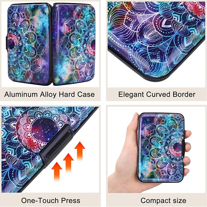 ELFISH Mini RFID Aluminum Wallet Credit Cards Holder Business Card Case Metal ID Case for Men Women (Acolorful)