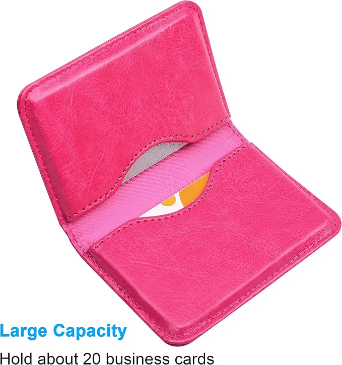 Wisdompro Business Card Holder, 2-Sided Folio Name Card Case | PU Leather Credit Card Holder Wallet with Magnetic Shut, Ultra Slim and Thin, for Business Cards & ID Cards, Men and Women