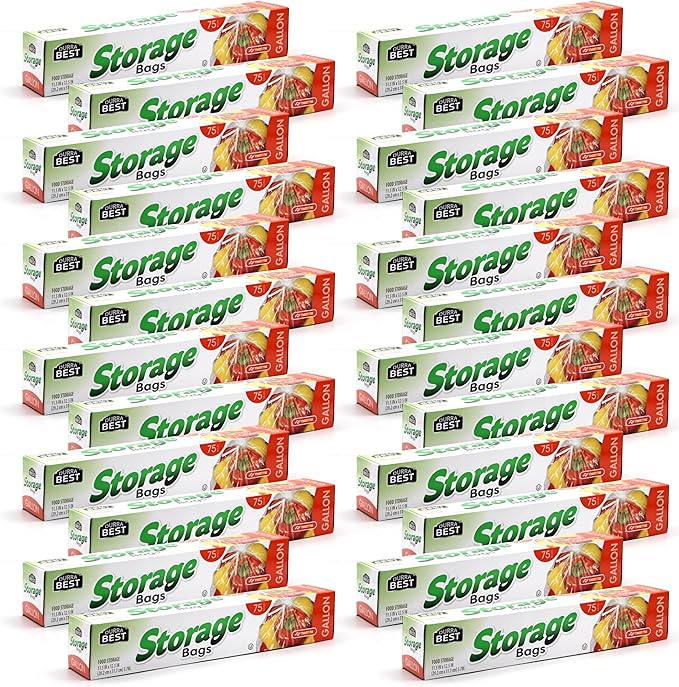 1 Gallon Food Storage Bags with Twist Ties, 1800 Count, Disposable Plastic