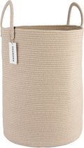 XUANGUO Cotton Rope Laundry Basket Hamper for Clothes Woven Storage Basket for Living Room Bedroom Boho Tall Rope Baskets for Blanket Toys Pillow Towels Baby Nursery Hamper Bin Large oatmeal
