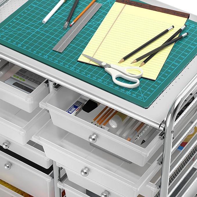 Simple Houseware 12 Drawers Rolling Utility Cart Organizer, Chrome | 2-Column, 32" Height, Lockable Wheels, for School, Office, Art Craft, and Paper Storage
