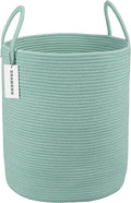 XUANGUO Cotton Rope Laundry Basket Hamper for Clothes Woven Storage Basket for Living Room Bedroom Boho Tall Rope Baskets for Blanket Toys Pillow Towels Baby Nursery Hamper Bin Large light green
