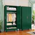 GAIOUS Metal Wardrobe Cabinet with Hanging Rod, Clothing Storage Cabinets | with 2 Doors and Adjustable Shelves, 71" Metal Green Armoire Wardrobe Closet for Bedroom, Laundry Room, Cloak Room