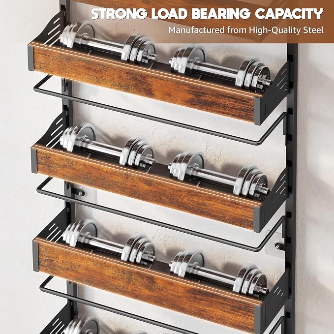 Over The Door Pantry Organizer, 8 Tier Spice Rack with Adjustable Wooden Basket, 2 IN 1 Wall Mount or Hanging Seasoning Organizer, Heavy-Duty Pantry Door Storage Shelf for Kitchen, Laundry Room