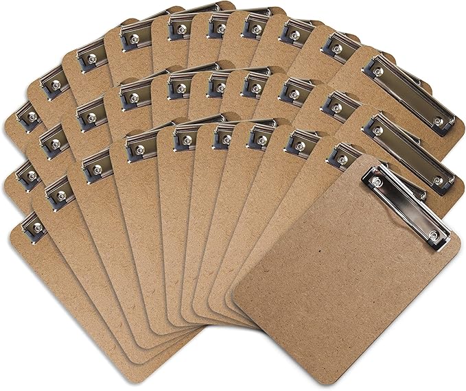 Mini Clipboard 6" x 9" (Set of 30) Memo Clipboard | Small Clipboards 6x9 with Low Profile Clip, Mini Clipboards 6x9, Little Clipboards Half Size | Office, Teacher, Classroom & Back to School Supplies