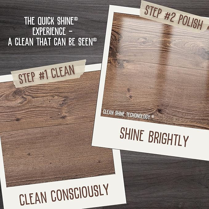 Quick Shine Multi-Surface Floor Finish-Polish 64oz-4pk | Safer Choice, No PFAS, pH Neutral Clean Shine Technology | Squirt & Spread | For Wood, Laminate, LVP, LVT, Tile & Stone | Made in USA