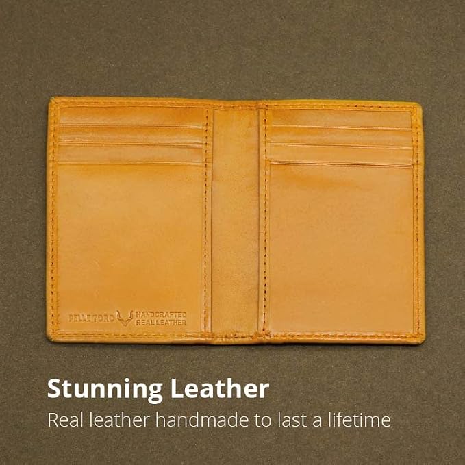 Minifold Men's Slim Leather Wallet with RFID Blocking Contactless Handmade, Minimalist and Slim, in Gift Box for Men