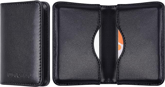 Wisdompro Business Card Holder, 2-Sided Folio Name Card Case | PU Leather Credit Card Holder Wallet with Magnetic Shut, Ultra Slim and Thin, for Business Cards & ID Cards, Men and Women