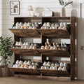 Xixini Shoe Storage Cabinet for Entryway with 6 Flip Drawers, Sturdy Wood Hidden Shoe Storage, Freestanding Narrow Slim Shoe Organizer for Front Door Entrance, Living Room, Hallway, Bedroom, Brown