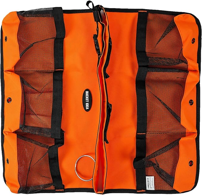 MELOTOUGH Bucket Washing Tool Organizer for a 5 Gallon Bucket Tool Organizer for Garden Tools Fit 3.5 to 5 Gallon Bucket (Orange) | Hold Spray Bottles Scrubs Brush, Mesh With Multiple Compartments, Fits 3.5-5 Gal Buckets, Water-Resistant, Easy To Carry