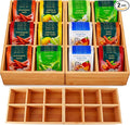Bamboo Tea Bag Organizer, Tea Holder for Tea Organizer and Storage - 2Pcs | Holds 150 tea bags, for Drawer, Pantry, Kitchen, Cabinet, Countertop