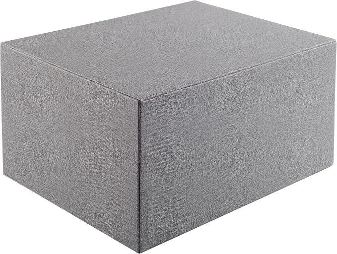 Cloth-effect Faux Leather Desk Organizer File Cabinet Executive Office Supplies Desktop Filing A4 Contract Document Stackable Storage Box with 3 Drawers (Grey)