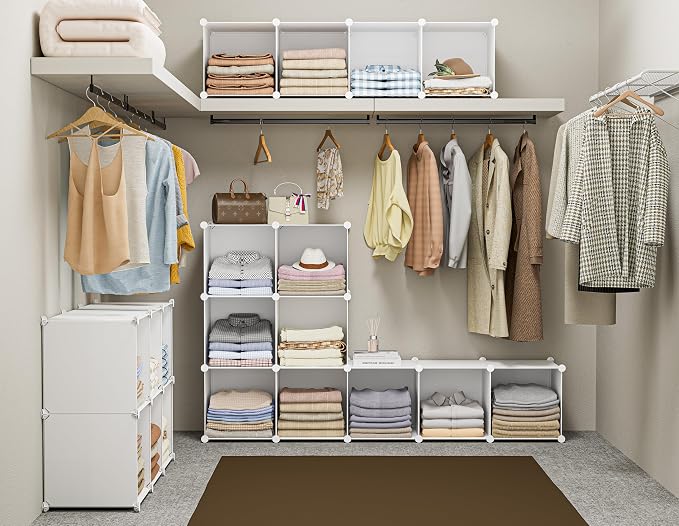 HOMIDEC Closet Organizers and Storage, 9 Cube Storage Organizer, White | Portable Closet Organizer System, Storage Cubes Shelves, for Bedroom, Kids Room, Bathroom, Wardrobe
