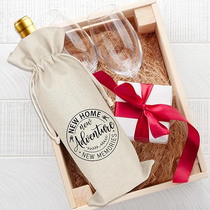 New Apartment Housewarming Gifts Pairs Well with a New Apartment Wine Gifts Bag First New Home Gift Housewarming Party Decorations House Warming Gift for Women Men Couple Reusable Wine Wrap Bag (A26)