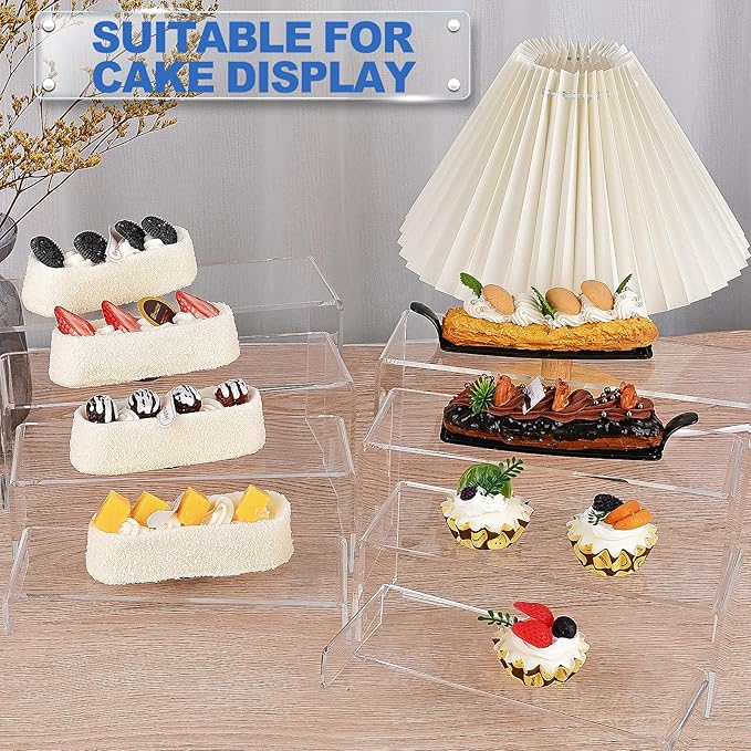 Aheroi Acrylic Risers Display Stands, Acrylic Stands for Display 16Pcs 4Set | Clear Risers Display Stands, Acrylic Display Shelf,Dessert Table Display Set Cupcake Candy Shoe Showcase Stands (7”L~8”L~9”L)