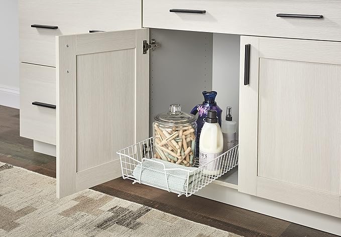 ClosetMaid Pull Out Cabinet Organizer, Heavy Duty, Slide Out Pantry Shelves Drawers for Kitchen, Bathroom, 5.25" H x 13.5" W x 20" D, White