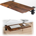 ETHU Ergonomics Desk Extender Tray, 25.6"x11.4" Large Size Foldable Keyboard Extender Tray Clamp On, Armrest Support for Home and Office (Wood)
