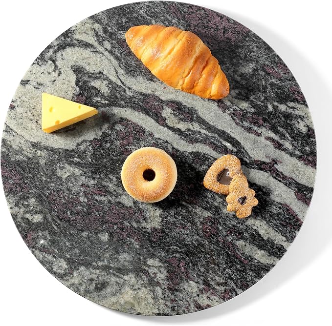 Marble Lazy Susan, 16 in Lazy Susan Turntable Organizer for Cabinet Pantry Kitchen Countertop Fridge Bathroom Makeup Vanity Countertop - Blue Fantasy