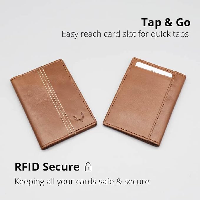 Minifold Men's Slim Leather Wallet with RFID Blocking Contactless Handmade, Minimalist and Slim, in Gift Box for Men