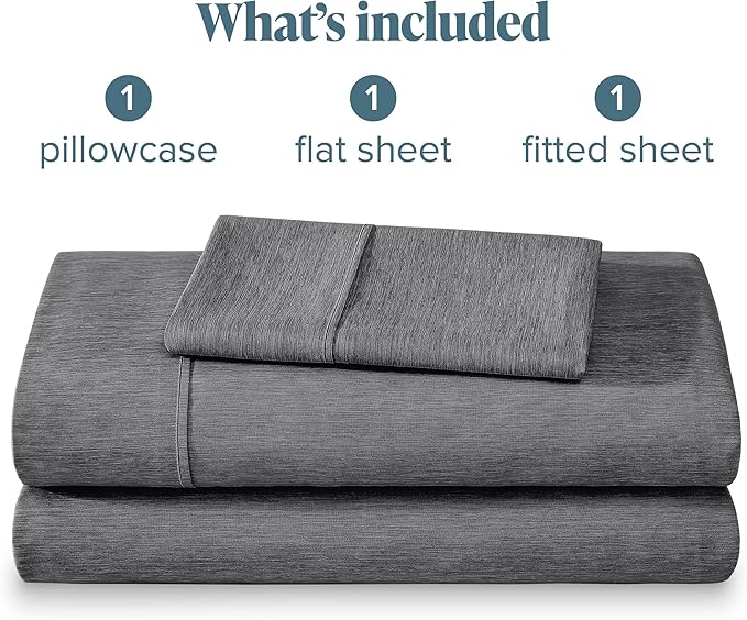Bare Home Twin XL Sheet Set - 1800 Ultra-Soft Microfiber Twin Extra Long Sheets - Double Brushed - Deep Pockets - Easy Fit - Soft - 3 Piece Set - Bed Sheets (Twin XL, Heathered Grey)
