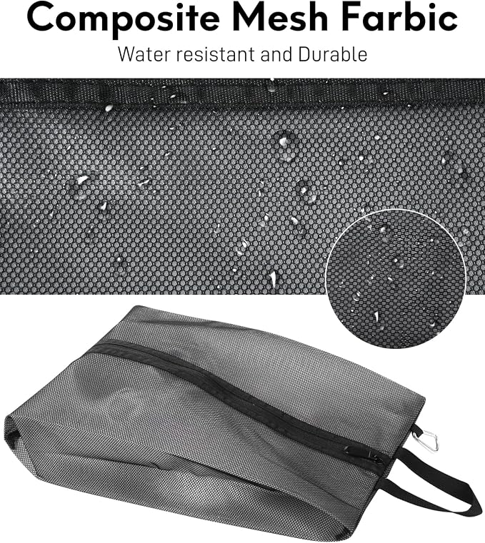 2 Pack Shoe Bags for Travel, Sneaker Bags, Waterproof Travel Shoe Bags with Zipper for Packing, Golf Shoe Dust Bags for Man and Women, Large, Black