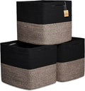 NaturalCozy 13x15x13 Kallax Storage Cubes Bins, 3 Pack | Cotton Rope Cube Storage Bin Woven Baskets for Organizing | Kallax Insert Storage Baskets for Shelves Organizer, Kids Toy, Closet Baby Nursery