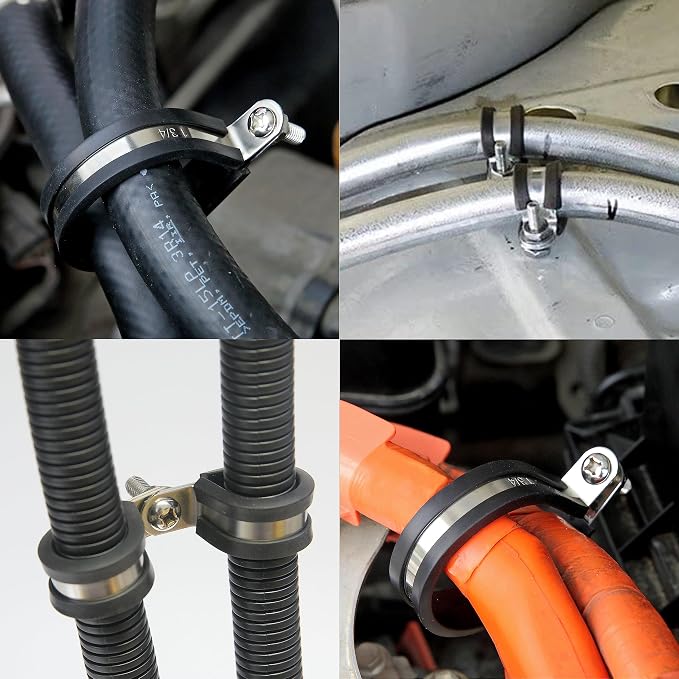 RTHIEAI 20 PCS 1/4 Inch Stainless Steel Cable Clamps - Insulated, Hose & Pipe Clamps