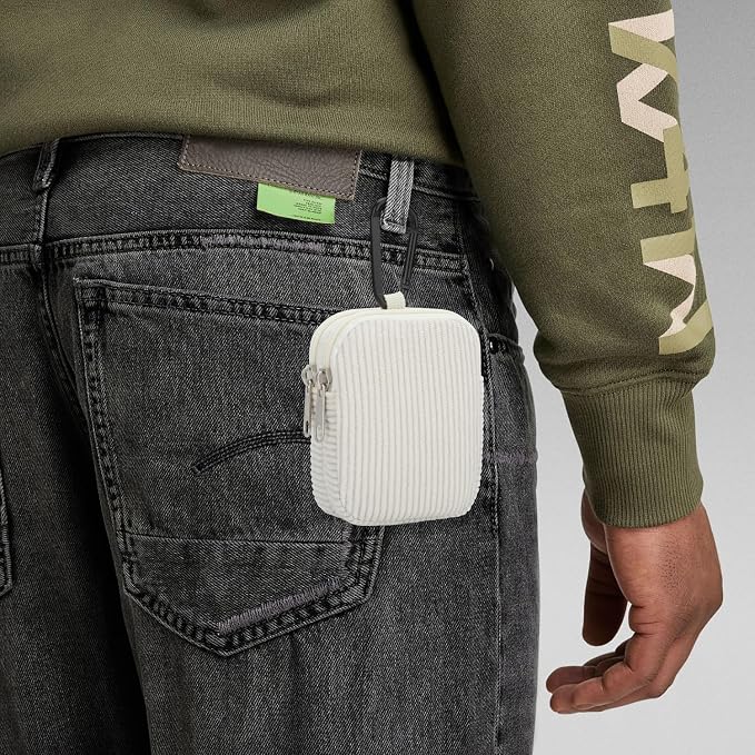 E-Tree Coin Purse with Carabiner Clip, Dual Layer Card Case Holder, Mini Pouch for AirPod Earphone Keychain USB Cable,Wallet, Small Accessories Organizer Bag for Women and Men (White Corduroy)