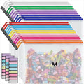 JARLINK A4 Letter Size 24 Pack 10 Colors Zipper Mesh Document Pouch, Mesh Bags for Board Games & Puzzles, Waterproof Document Zipper Pouches for Office School Supplies, Toys, Cosmetics Travel Storage