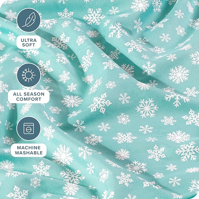 Bare Home Twin XL - College Dorm Size - Christmas Sheet Set - Luxury 1800 Ultra - Double Brushed Soft Microfiber - Deep Pockets - Easy Fit - 3 Piece Set - Holiday Bed Sheets (Twin XL, Snowdrift)