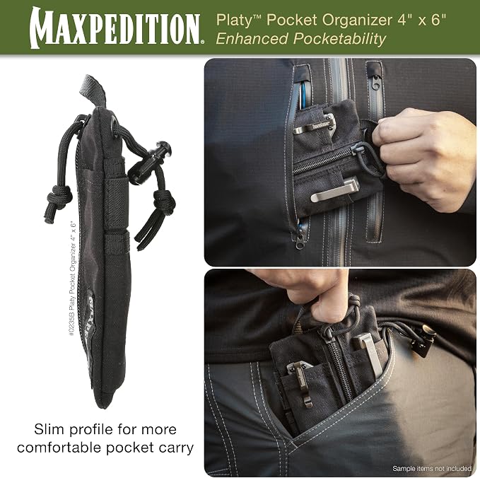 MAXPEDITION Platy Pocket Organizer, Durable EDC Tool Pouch for Men, Neck Wallet with Paracord Lanyard, Holds Flashlight, Multitool, Pen, Notebook