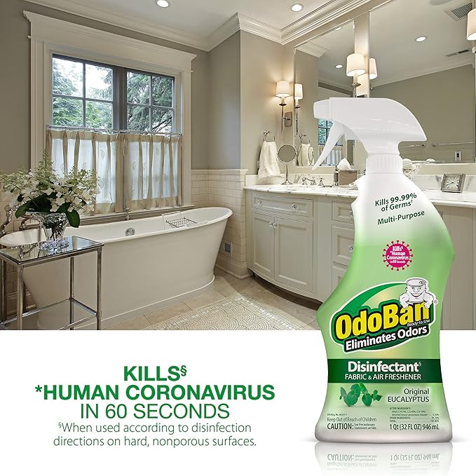 OdoBan Ready-to-Use Disinfectant and Odor Eliminator, Set of 3, 4 Ounce Travel Spray, 32 Ounce Spray, 1 Gallon Concentrate, Original Eucalyptus Scent