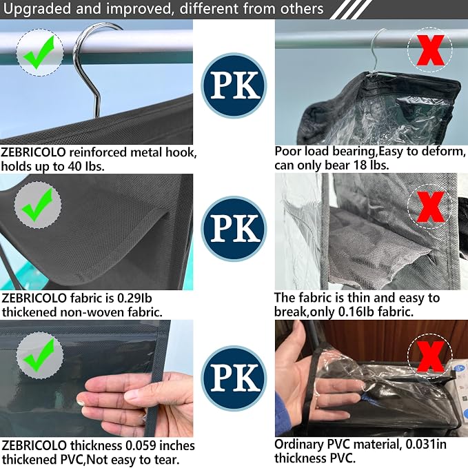 purse organizer, NEW improved Larger, purse organizer for closet, Heavy Duty Hooks, purse storage, Durability Material, handbag organizer, holds bigger bags, closet organizer, Black-1Pack