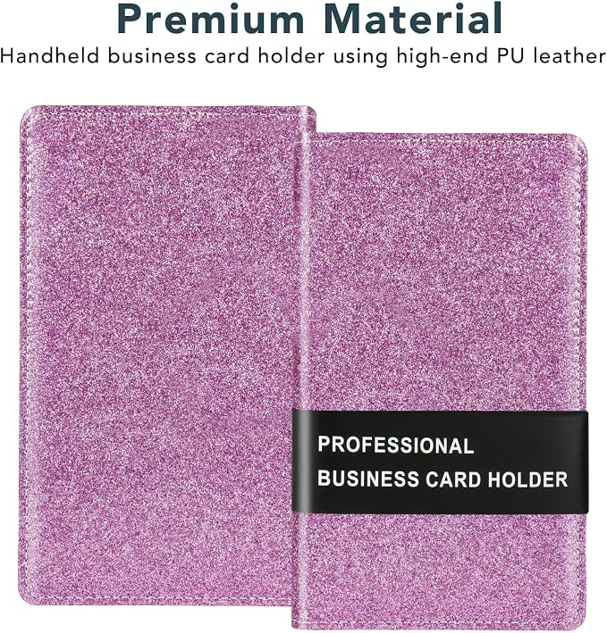 Leather Professional Business Card Holder Organizer Book - 300 Card Capacity Premium PU Folder with Soft Cover, Name Card Credit Cards Binder for Men/Women, Starry Purple