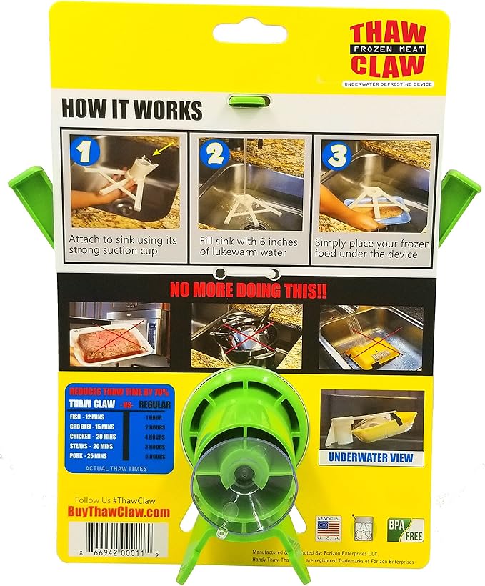 Thaw Claw Meat Defroster, a Kitchen Essential Tool for Quick and Easy Defrosting of Chicken, Beef, Pork and Fish, Kitchen Gadgets Accessories, Easy Storage, Fits All Sinks, Thaws in Minutes