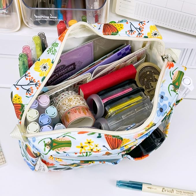 Portfolio Organizer with Multiple Pockets, Waterproof Travel Zippered Toiletry Bag, Portable Storage Pencil Pouch for Notebooks, Stationeries, Make-up, Journal Office Art Supplies.Blue Butterfly