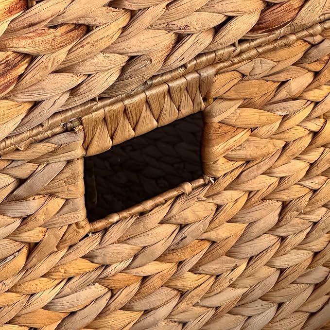 6 Hand-Woven Wicker Storage Baskets 13x11x11in, Water Hyacinth Shelf Bins | ECO-FRIENDLY & SUSTAINABLE