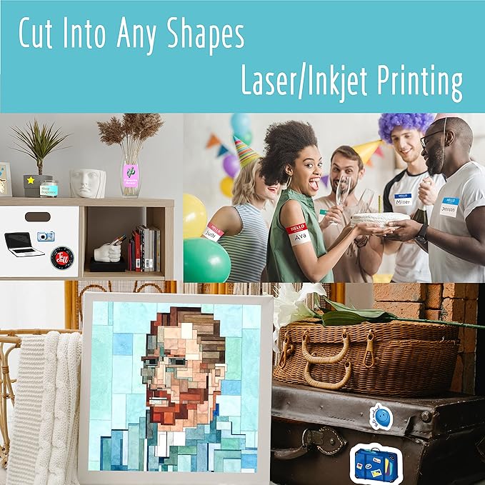 80 PCS Printable Sticker Paper, 20 Sheets Letter Size White Matte Sticker Paper for Inkjet & Laser Printer Waterproof, Tear/Oil Resistant & Removable Without Residue(4.3” x 5.5”, 4 Labels per Sheet)