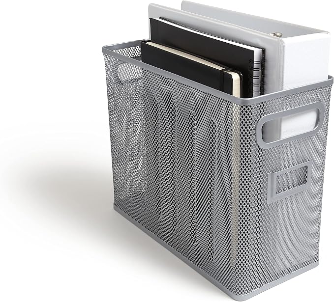 TRU RED Wire Mesh File Organizer, Silver – Vertical Desktop Sorter for Files, Folders & Mail