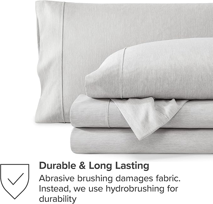 Bare Home Queen Sheet Set - Luxury 1800 Ultra-Soft Microfiber Double Brushed - Deep Pockets - Easy Fit - 4 Piece Set - Bedding & Pillowcases (Queen, Heathered Pewter)