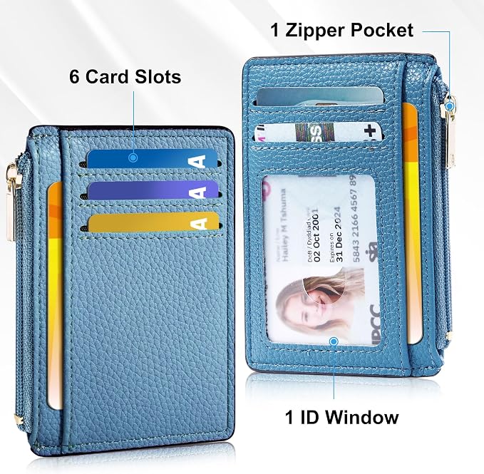 Tipmile Womens Credit Card Holder Wallet, Small Slim RFID Blocking Sleeve | Mini Tiny Cute ID Case, Minimalist Zipper Pocket Wallet, Thin Coin Purse, Mothers Gift